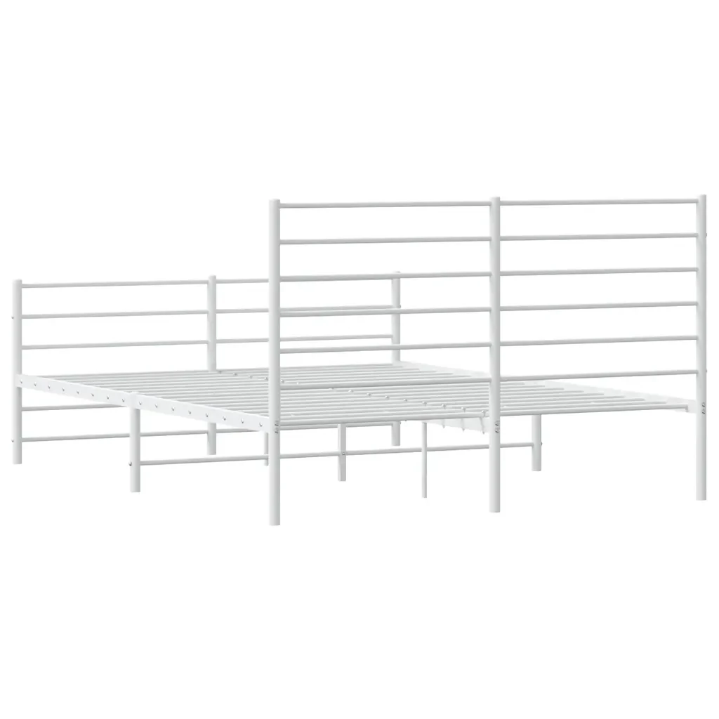 Letto matrimoniale | Letto per adulti | Giroletto con Testiera e Pediera Metallo Bianco 140x200 cm - Image 8