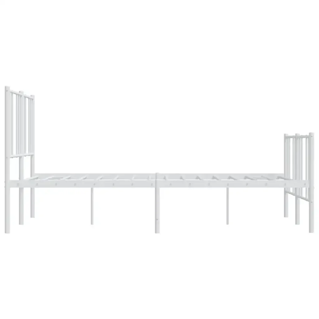 Letto matrimoniale | Letto per adulti | Giroletto con Testiera e Pediera Metallo Bianco 140x200 cm - Image 7