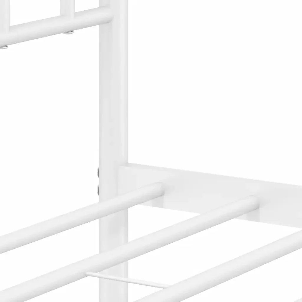 Letto matrimoniale | Letto per adulti | Giroletto con Testiera e Pediera Metallo Bianco 140x200 cm - Image 10