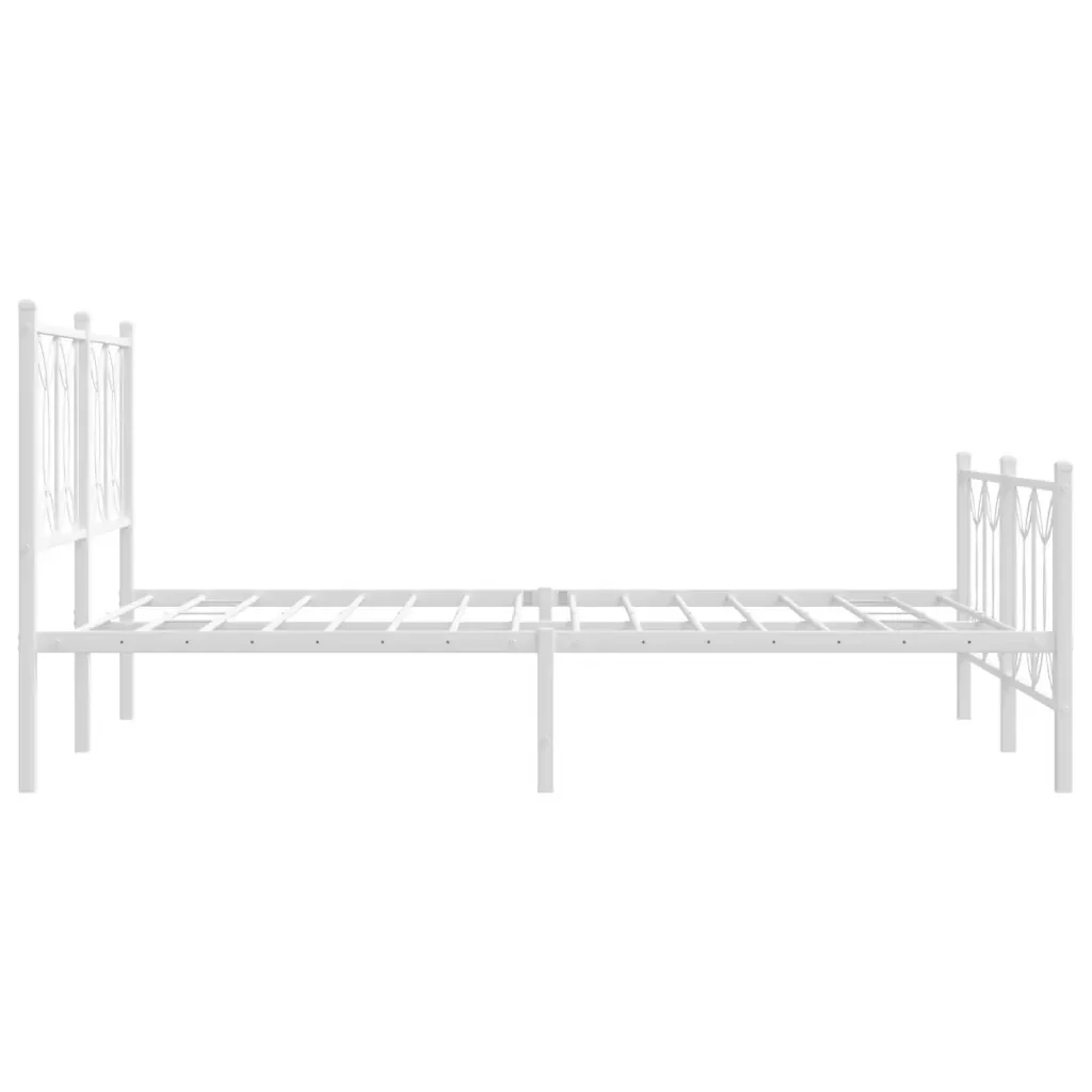 Letto matrimoniale | Letto per adulti | Giroletto con Testiera e Pediera Metallo Bianco 140x200 cm - Image 5