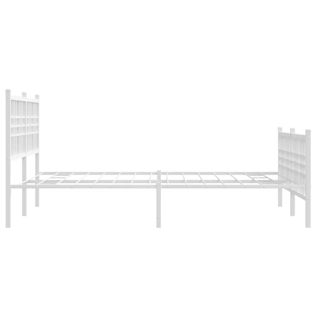 Letto matrimoniale | Letto per adulti | Giroletto con Testiera e Pediera Metallo Bianco 140x200 cm - Image 5
