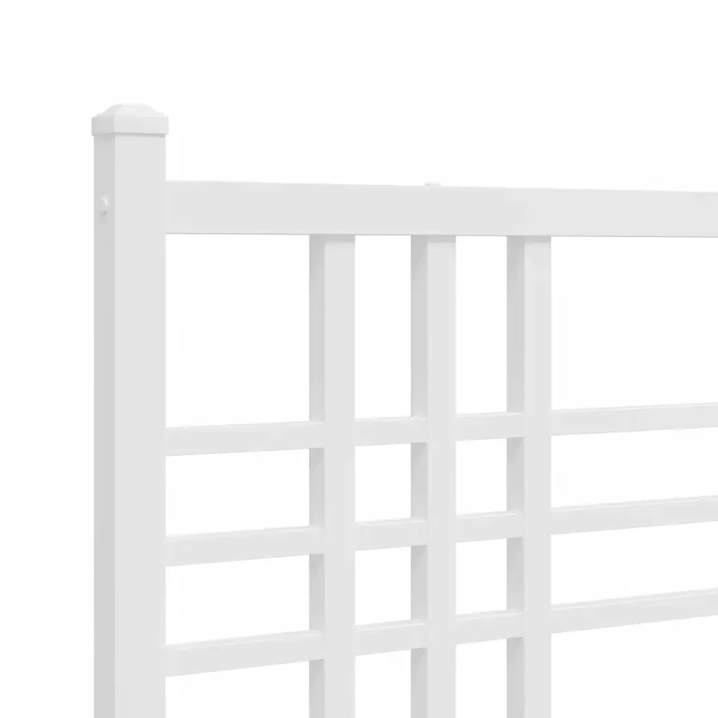 Letto matrimoniale | Letto per adulti | Giroletto con Testiera e Pediera Metallo Bianco 140x200 cm - Image 7