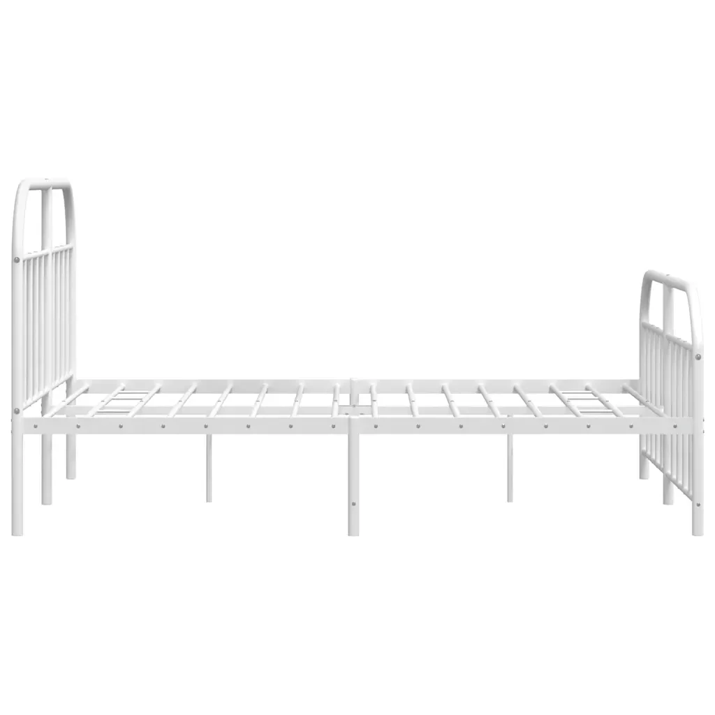 Letto matrimoniale | Letto per adulti | Giroletto con Testiera e Pediera Metallo Bianco 150x200 cm - Image 7