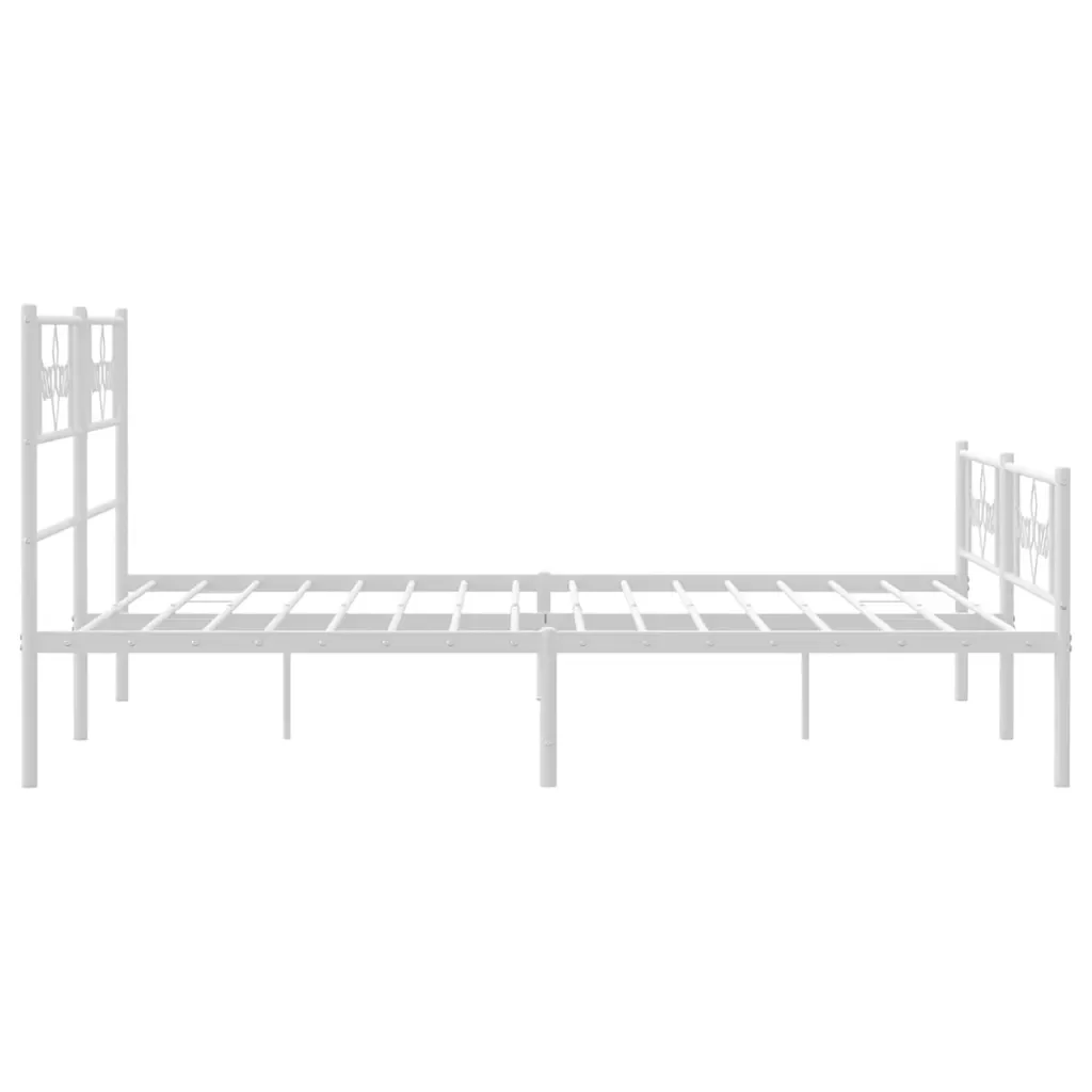 Letto matrimoniale | Letto per adulti | Giroletto con Testiera e Pediera Metallo Bianco 150x200 cm - Image 7