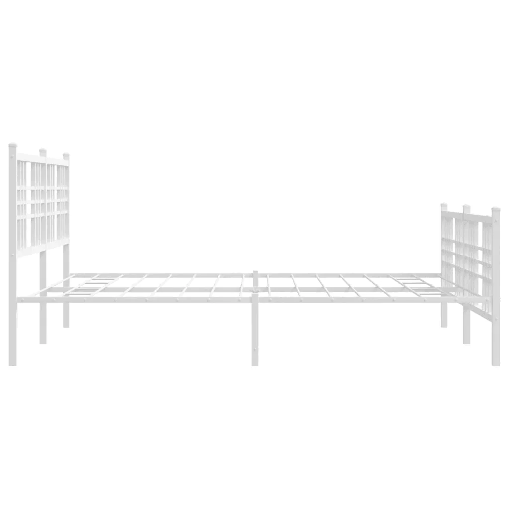 Letto matrimoniale | Letto per adulti | Giroletto con Testiera e Pediera Metallo Bianco 150x200 cm - Image 5