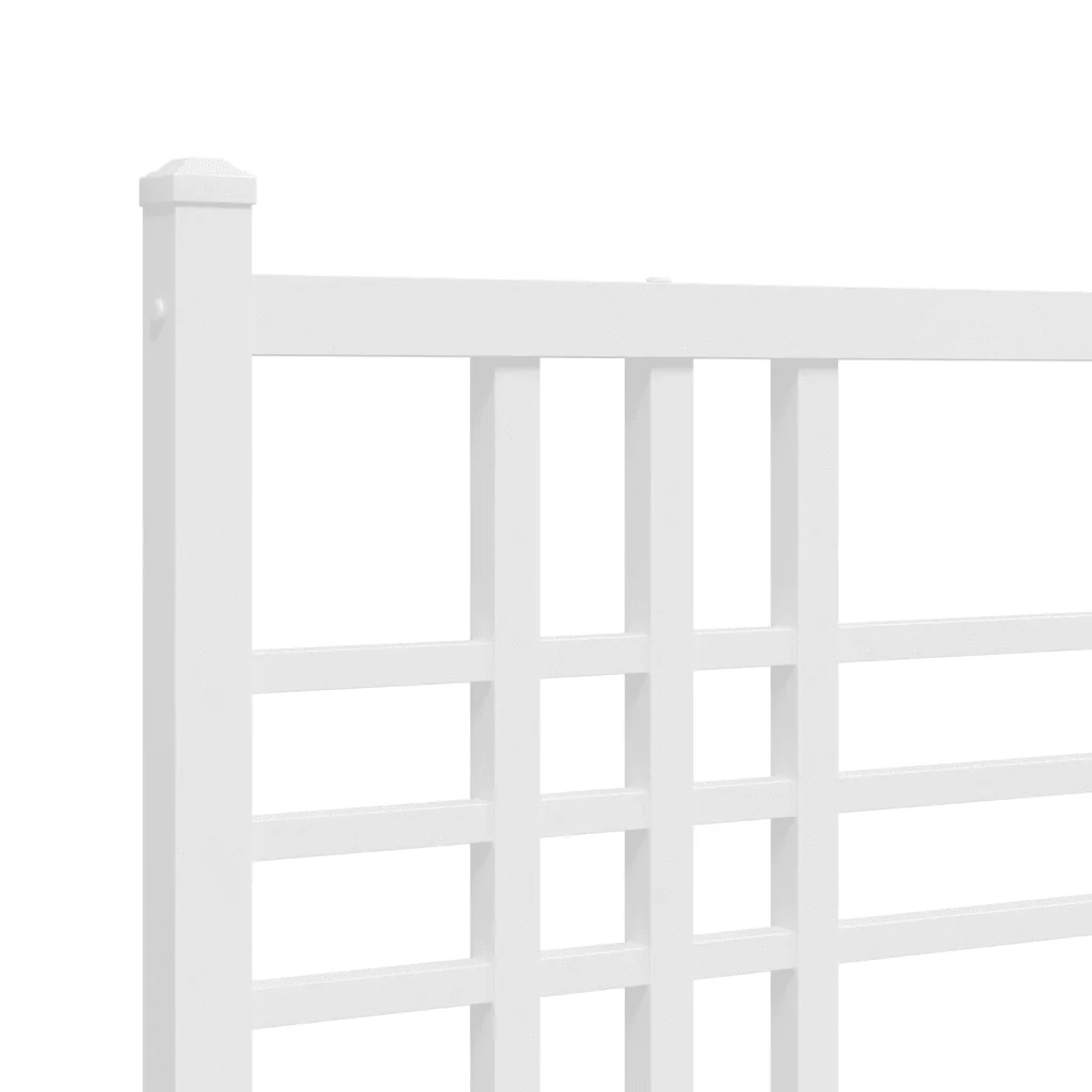 Letto matrimoniale | Letto per adulti | Giroletto con Testiera e Pediera Metallo Bianco 150x200 cm - Image 7