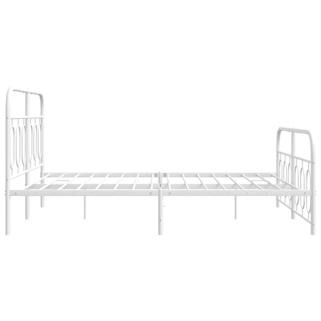 Letto matrimoniale | Letto per adulti | Giroletto con Testiera e Pediera Metallo Bianco 150x200 cm - Image 6