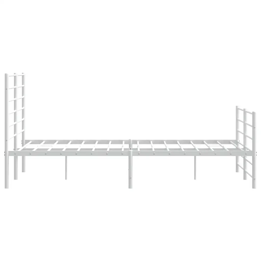 Letto matrimoniale | Letto per adulti | Giroletto con Testiera e Pediera Metallo Bianco 150x200 cm - Image 7