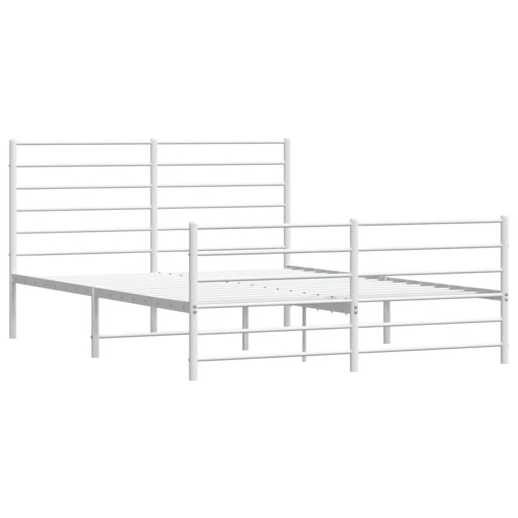 Letto matrimoniale | Letto per adulti | Giroletto con Testiera e Pediera Metallo Bianco 160x200 cm - Image 4