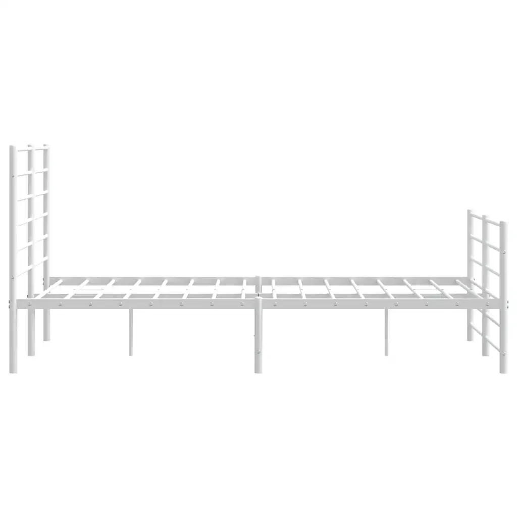 Letto matrimoniale | Letto per adulti | Giroletto con Testiera e Pediera Metallo Bianco 160x200 cm - Image 7