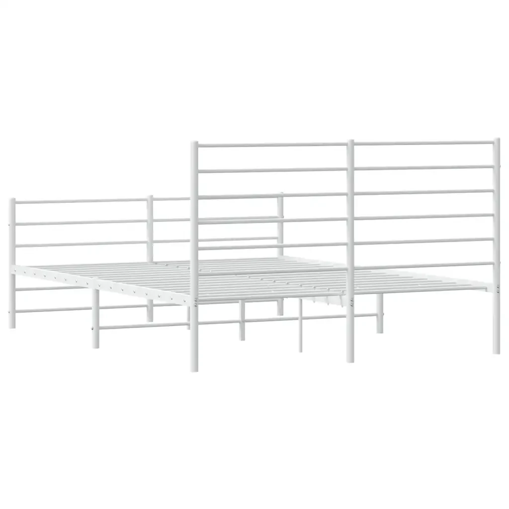 Letto matrimoniale | Letto per adulti | Giroletto con Testiera e Pediera Metallo Bianco 160x200 cm - Image 8
