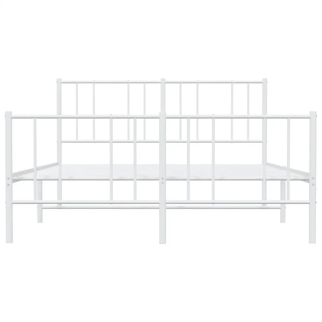Letto matrimoniale | Letto per adulti | Giroletto con Testiera e Pediera Metallo Bianco 160x200 cm - Image 6
