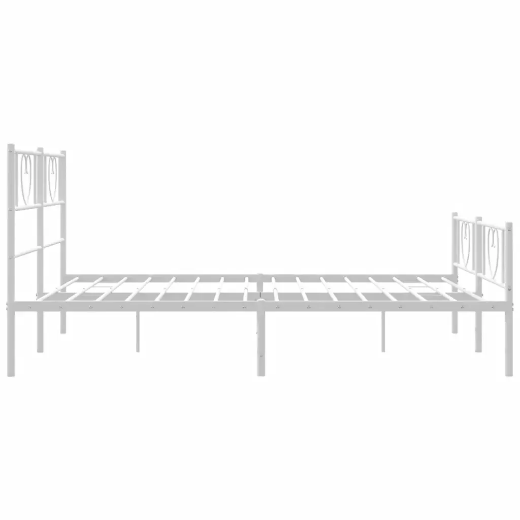 Letto matrimoniale | Letto per adulti | Giroletto con Testiera e Pediera Metallo Bianco 160x200 cm - Image 6