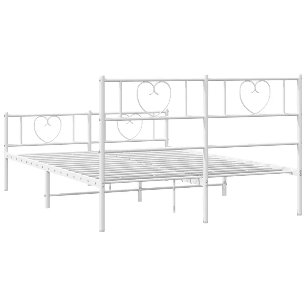 Letto matrimoniale | Letto per adulti | Giroletto con Testiera e Pediera Metallo Bianco 160x200 cm - Image 7