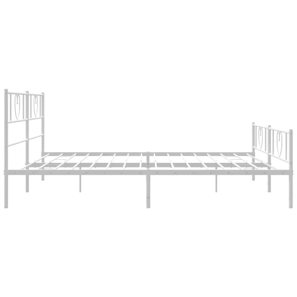 Letto matrimoniale | Letto per adulti | Giroletto con Testiera e Pediera Metallo Bianco 180x200 cm - Image 6