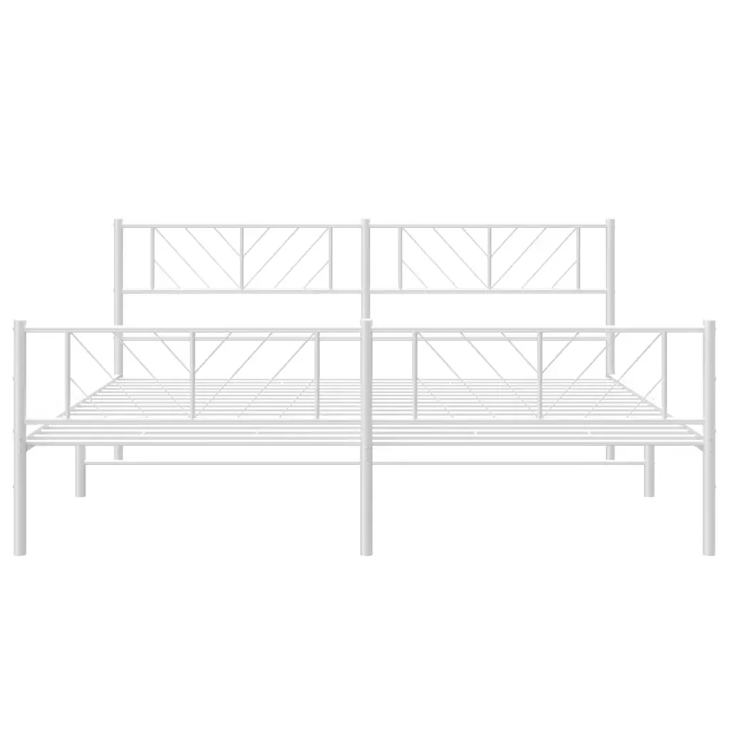 Letto matrimoniale | Letto per adulti | Giroletto con Testiera e Pediera Metallo Bianco 180x200 cm - Image 5