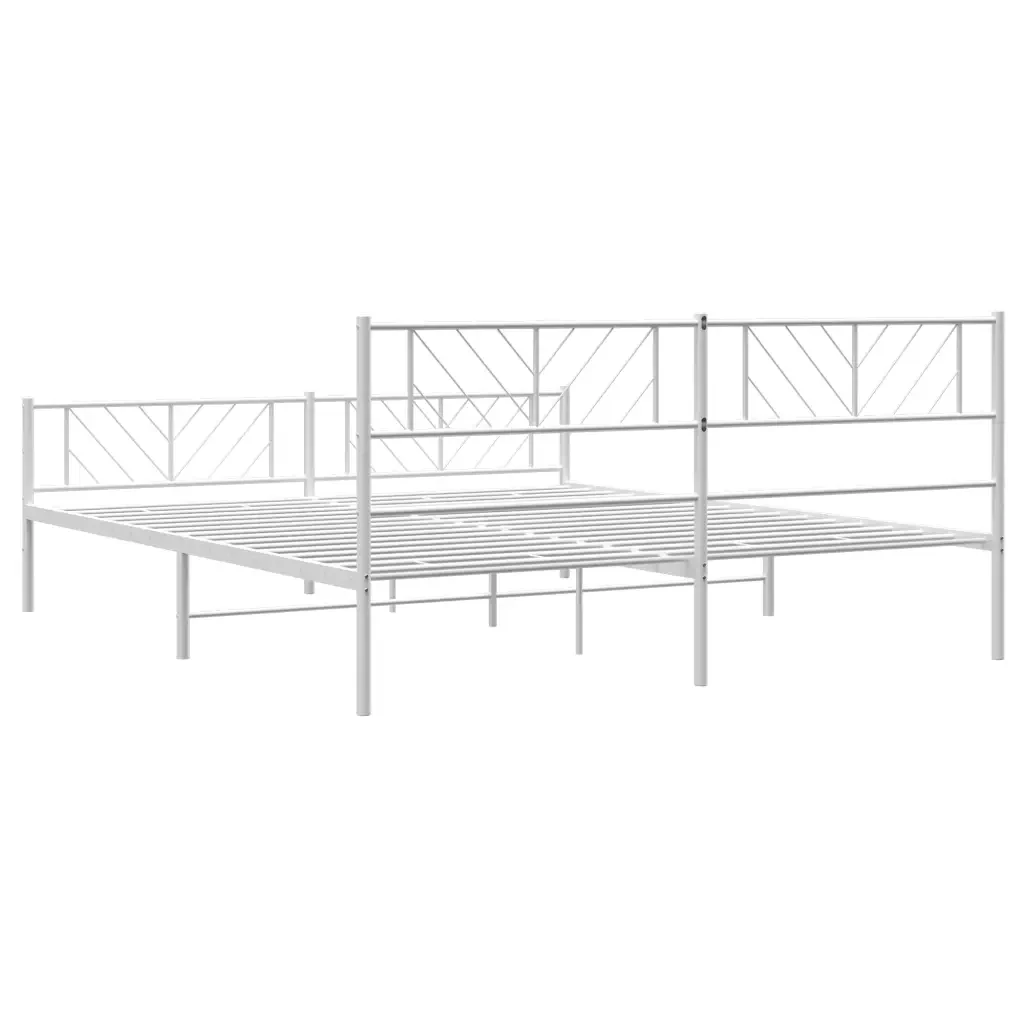 Letto matrimoniale | Letto per adulti | Giroletto con Testiera e Pediera Metallo Bianco 180x200 cm - Image 7