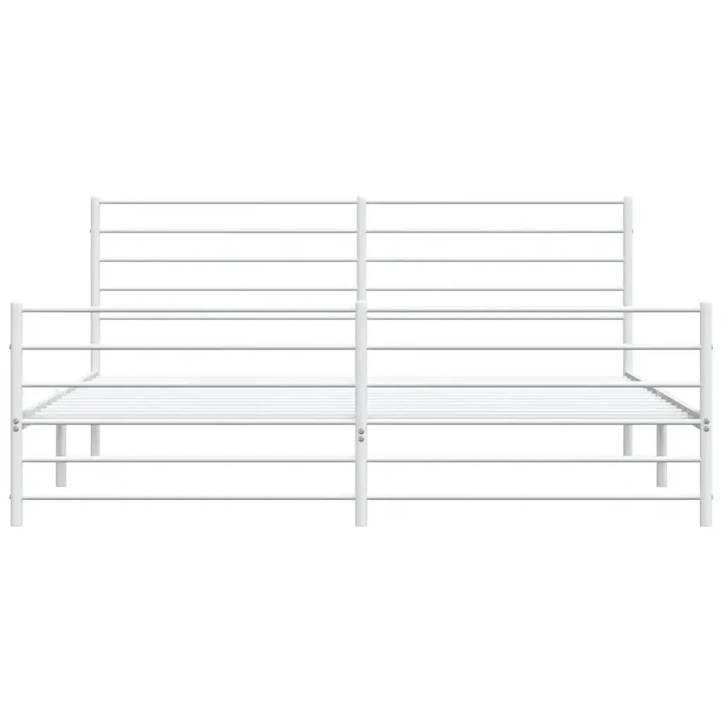 Letto matrimoniale | Letto per adulti | Giroletto con Testiera e Pediera Metallo Bianco 180x200 cm - Image 6