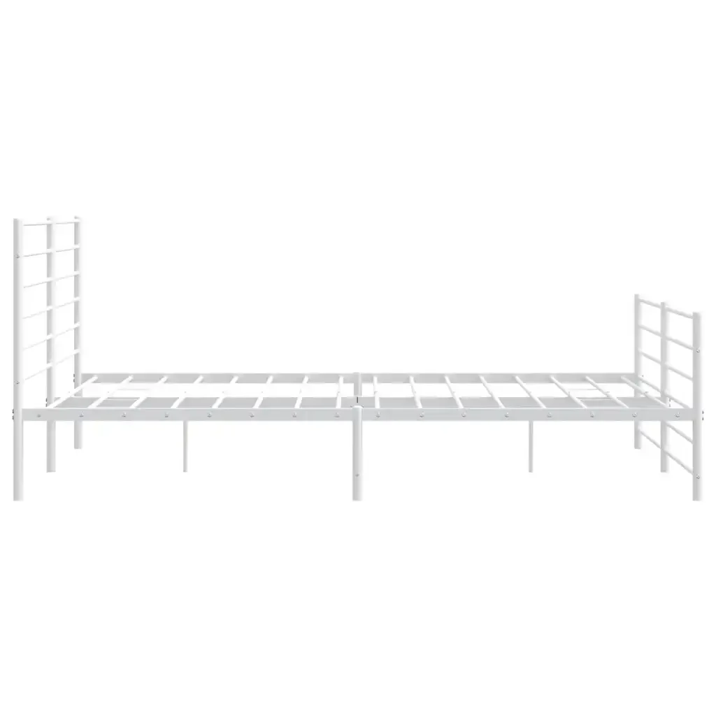Letto matrimoniale | Letto per adulti | Giroletto con Testiera e Pediera Metallo Bianco 180x200 cm - Image 7