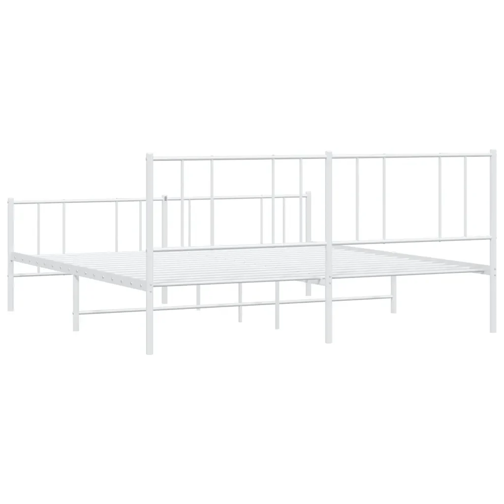 Letto matrimoniale | Letto per adulti | Giroletto con Testiera e Pediera Metallo Bianco 180x200 cm - Image 8