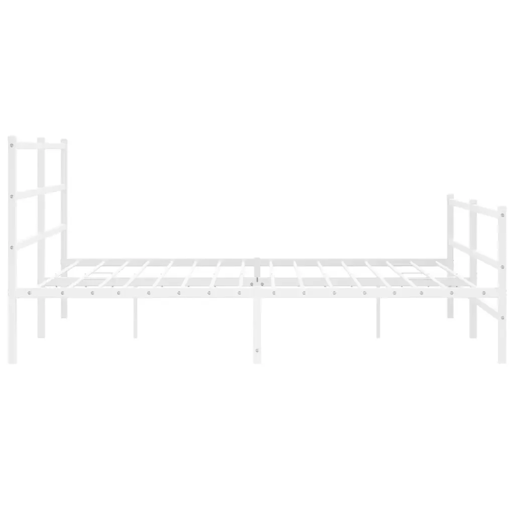 Letto matrimoniale | Letto per adulti | Giroletto con Testiera e Pediera Metallo Bianco 183x213 cm - Image 6