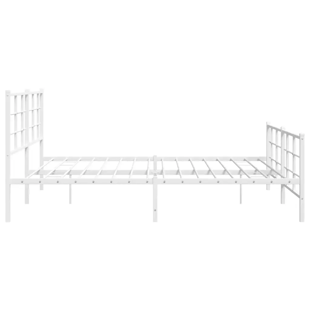 Letto matrimoniale | Letto per adulti | Giroletto con Testiera e Pediera Metallo Bianco 183x213 cm - Image 6