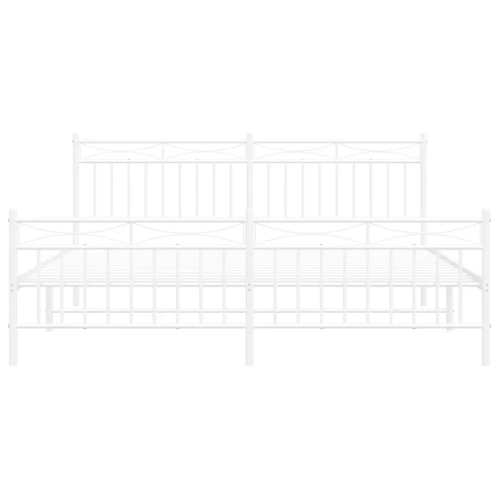 Letto matrimoniale | Letto per adulti | Giroletto con Testiera e Pediera Metallo Bianco 183x213 cm - Image 6
