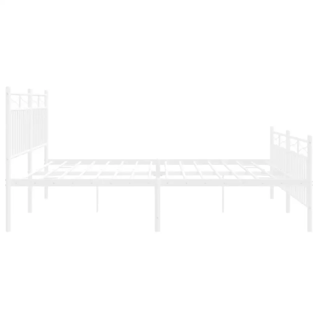 Letto matrimoniale | Letto per adulti | Giroletto con Testiera e Pediera Metallo Bianco 183x213 cm - Image 7