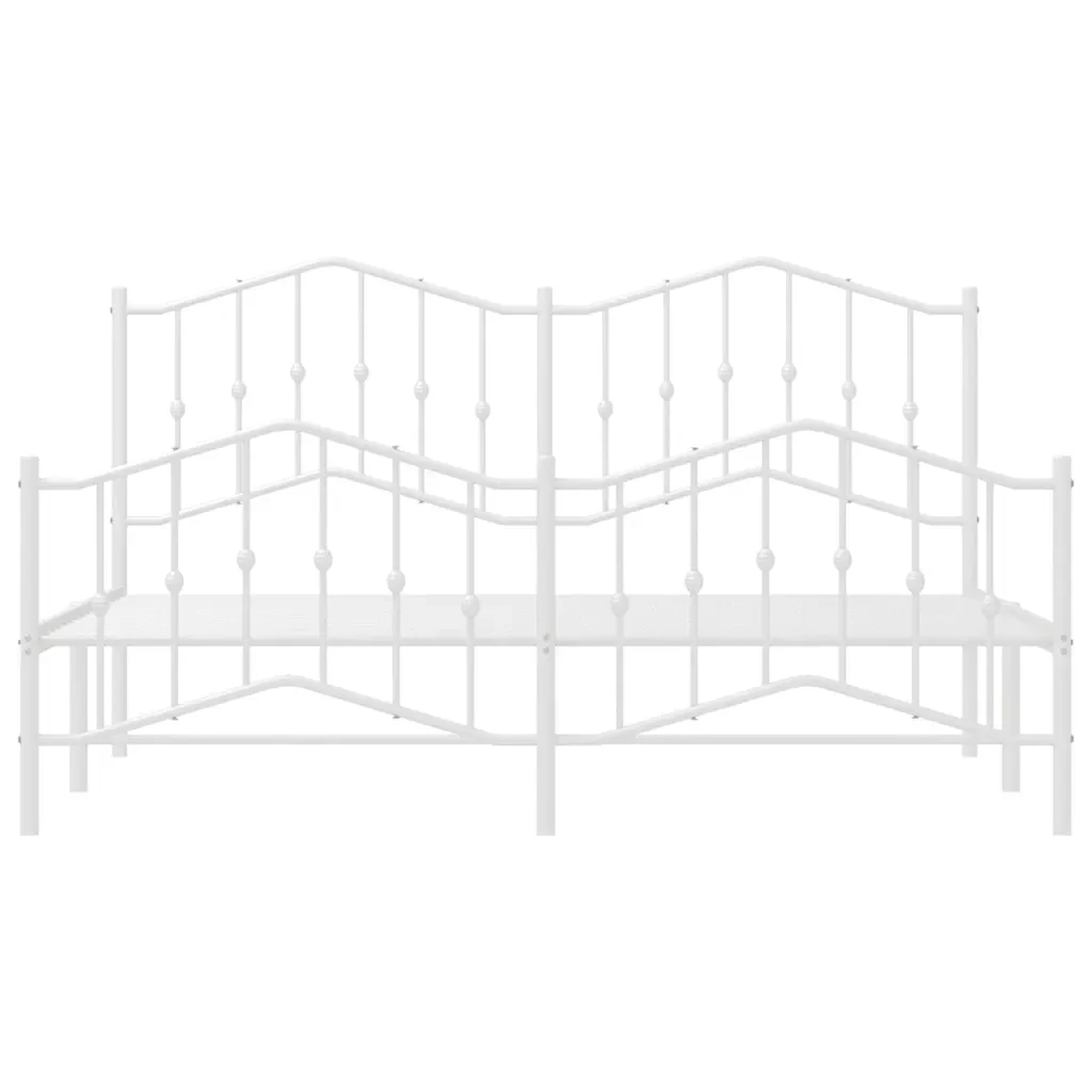 Letto matrimoniale | Letto per adulti | Giroletto con Testiera e Pediera Metallo Bianco 183x213 cm - Image 6