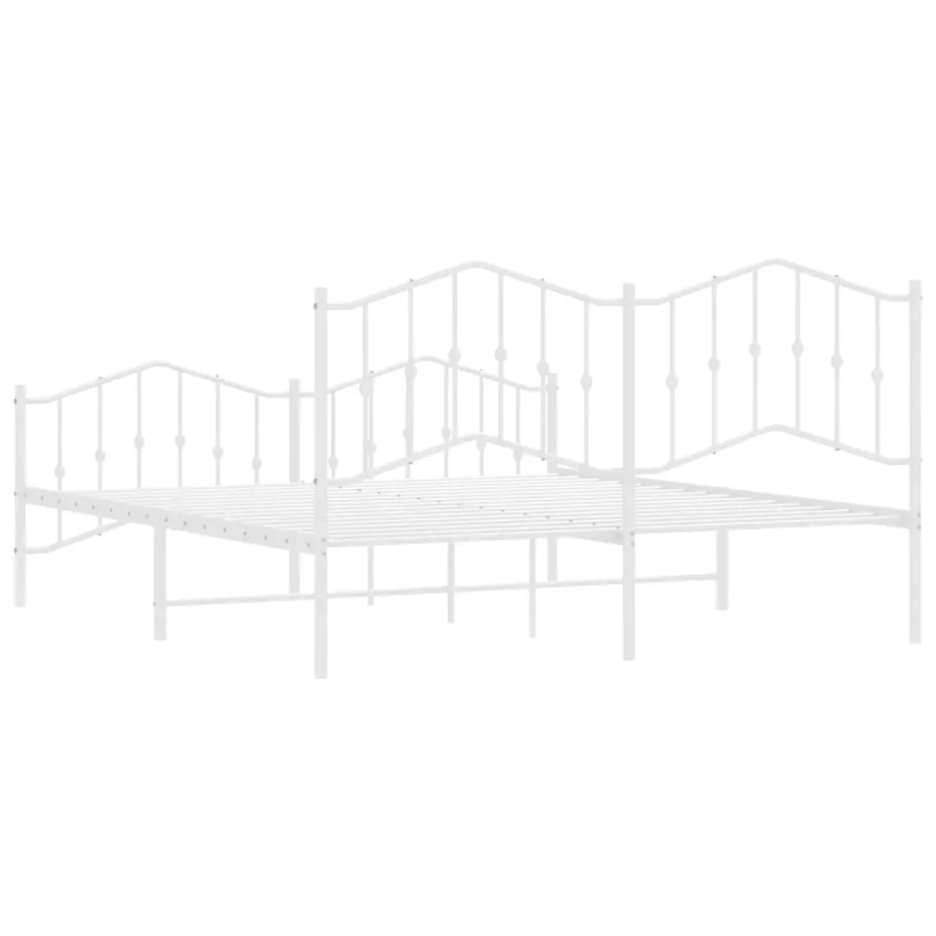 Letto matrimoniale | Letto per adulti | Giroletto con Testiera e Pediera Metallo Bianco 183x213 cm - Image 8