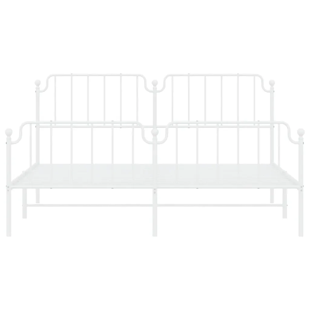 Letto matrimoniale | Letto per adulti | Giroletto con Testiera e Pediera Metallo Bianco 183x213 cm - Image 6