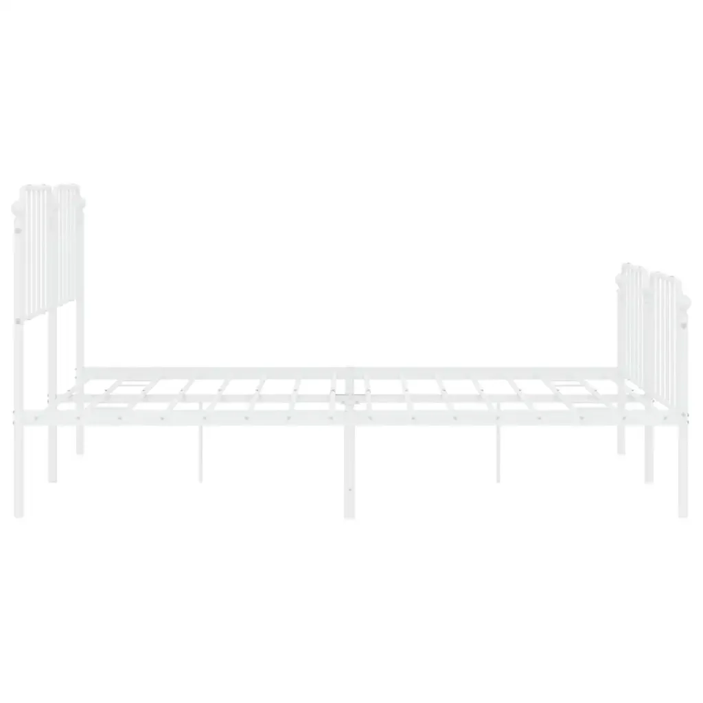 Letto matrimoniale | Letto per adulti | Giroletto con Testiera e Pediera Metallo Bianco 183x213 cm - Image 7
