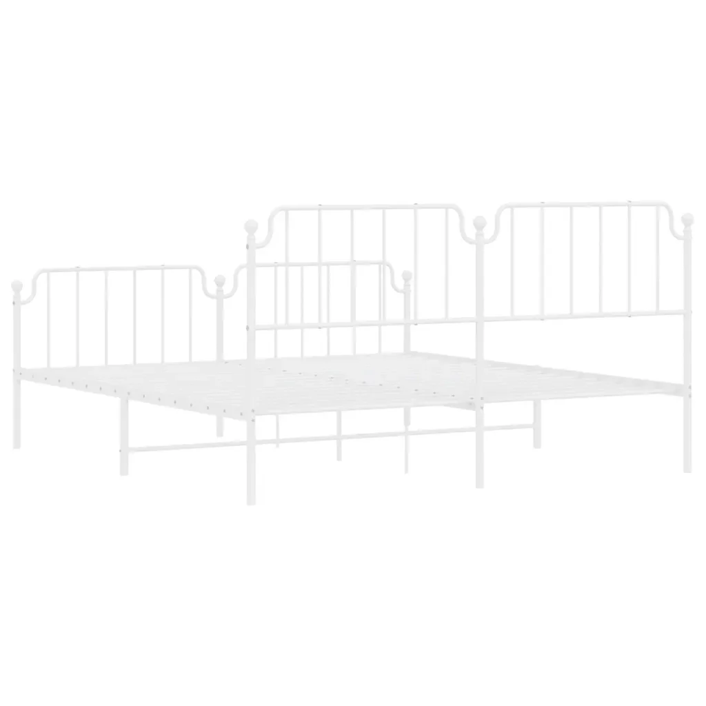 Letto matrimoniale | Letto per adulti | Giroletto con Testiera e Pediera Metallo Bianco 183x213 cm - Image 8