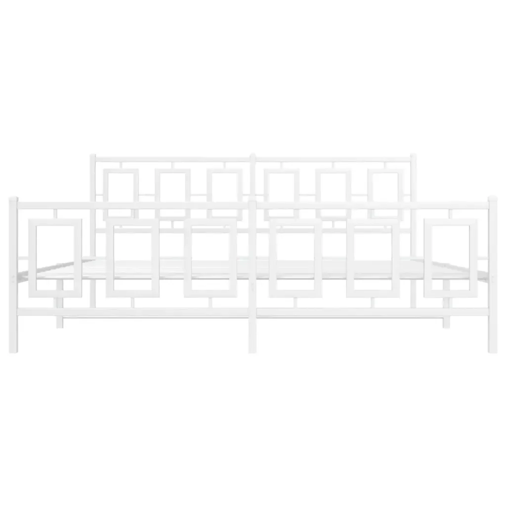 Letto matrimoniale | Letto per adulti | Giroletto con Testiera e Pediera Metallo Bianco 183x213 cm - Image 5