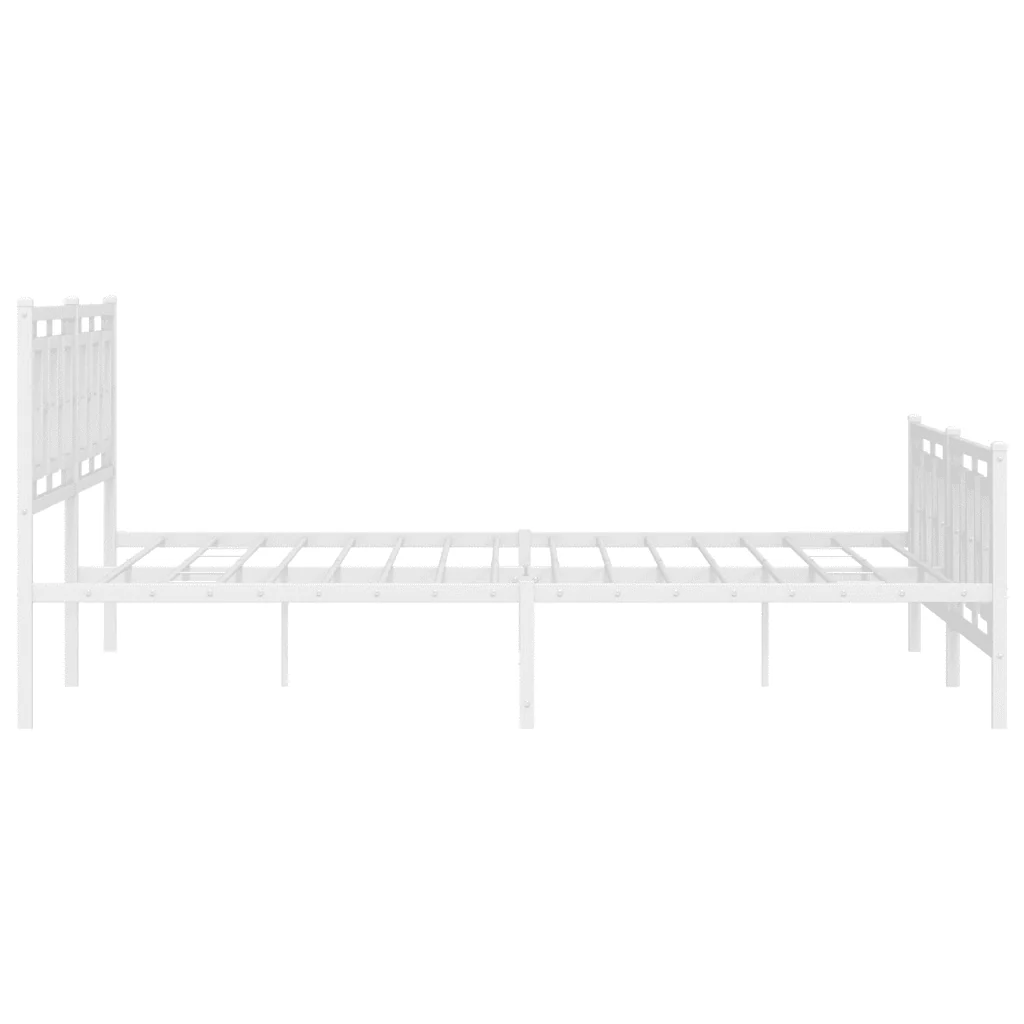 Letto matrimoniale | Letto per adulti | Giroletto con Testiera e Pediera Metallo Bianco 183x213 cm - Image 6