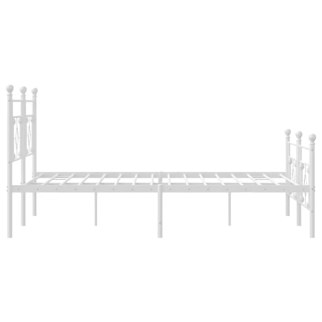 Letto matrimoniale | Letto per adulti | Giroletto con Testiera e Pediera Metallo Bianco 183x213 cm - Image 6