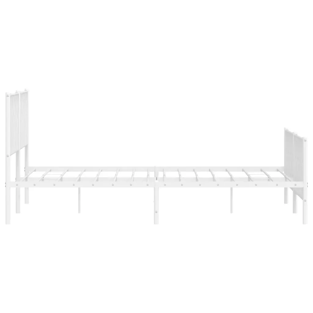 Letto matrimoniale | Letto per adulti | Giroletto con Testiera e Pediera Metallo Bianco 183x213 cm - Image 6