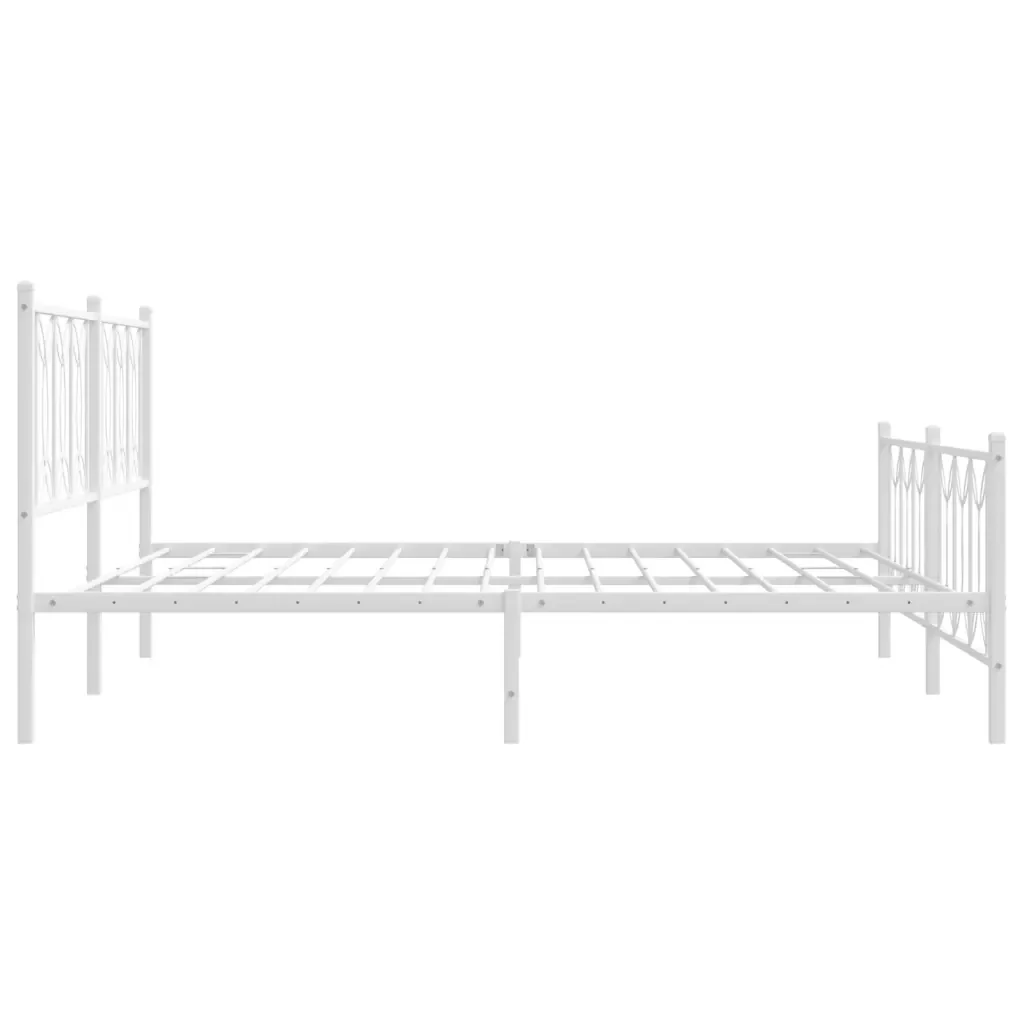 Letto matrimoniale | Letto per adulti | Giroletto con Testiera e Pediera Metallo Bianco 183x213 cm - Image 5