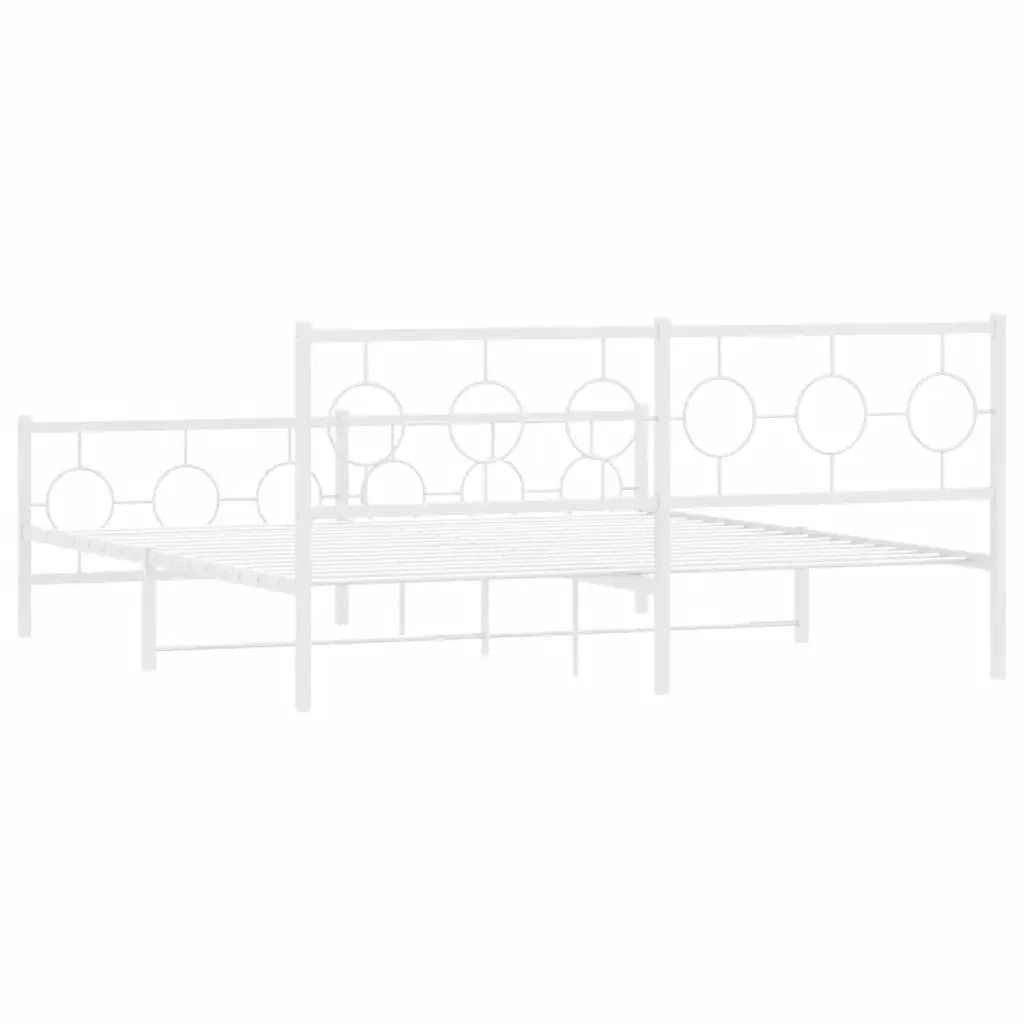 Letto matrimoniale | Letto per adulti | Giroletto con Testiera e Pediera Metallo Bianco 183x213 cm - Image 7