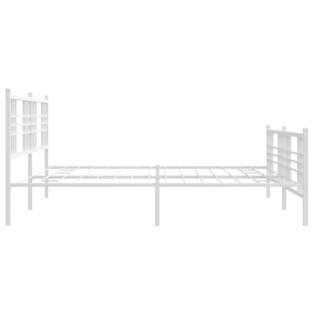 Letto matrimoniale | Letto per adulti | Giroletto con Testiera e Pediera Metallo Bianco 183x213 cm - Image 5