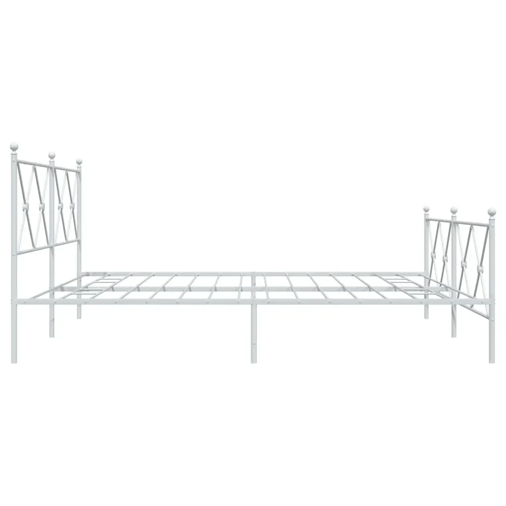 Letto matrimoniale | Letto per adulti | Giroletto con Testiera e Pediera Metallo Bianco 183x213 cm - Image 5