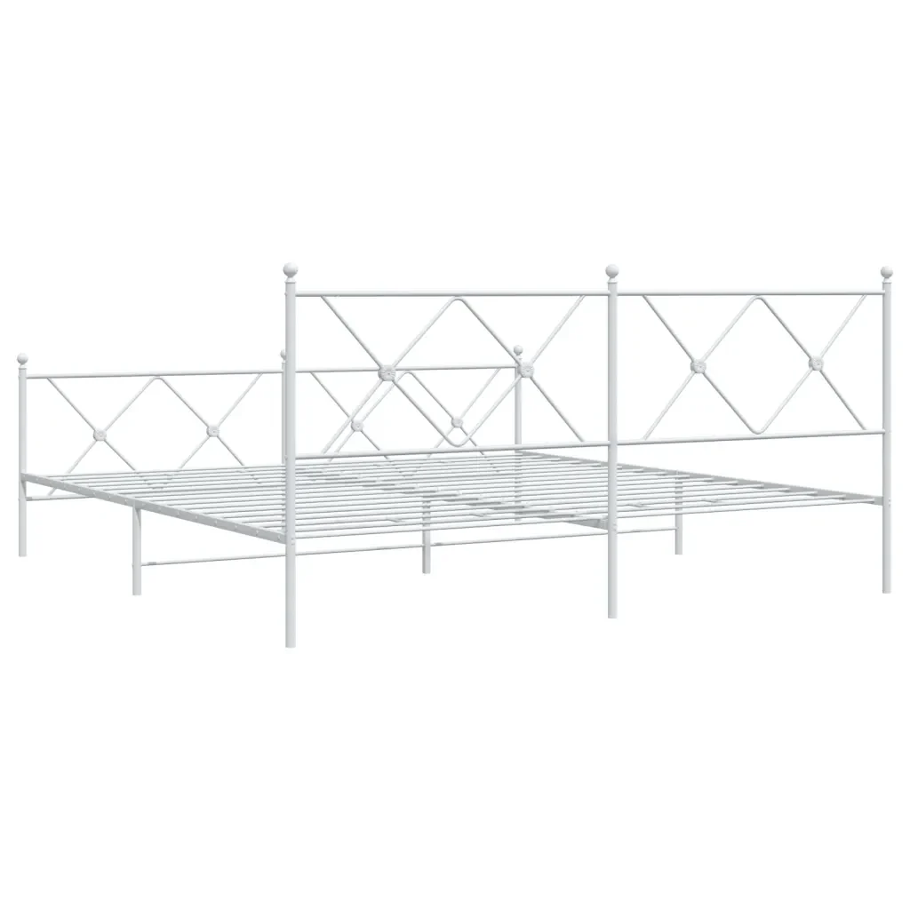 Letto matrimoniale | Letto per adulti | Giroletto con Testiera e Pediera Metallo Bianco 183x213 cm - Image 6