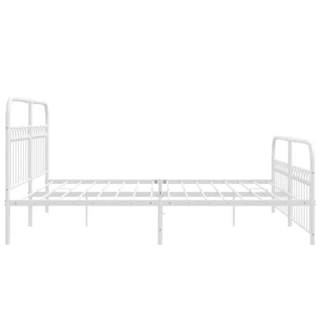 Letto matrimoniale | Letto per adulti | Giroletto con Testiera e Pediera Metallo Bianco 183x213 cm - Image 5