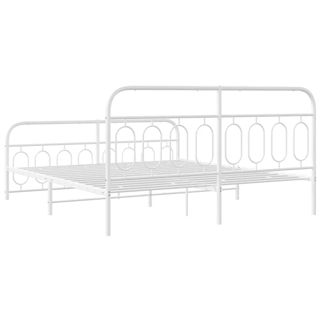 Letto matrimoniale | Letto per adulti | Giroletto con Testiera e Pediera Metallo Bianco 183x213 cm - Image 6