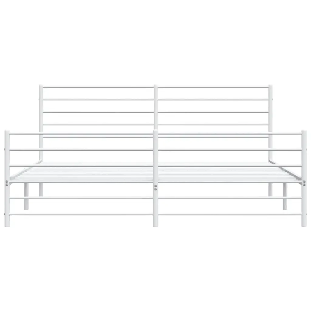 Letto matrimoniale | Letto per adulti | Giroletto con Testiera e Pediera Metallo Bianco 183x213 cm - Image 6