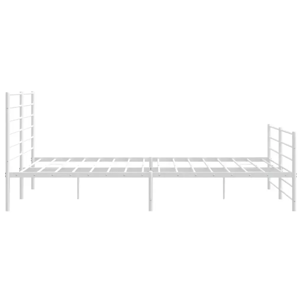 Letto matrimoniale | Letto per adulti | Giroletto con Testiera e Pediera Metallo Bianco 183x213 cm - Image 7