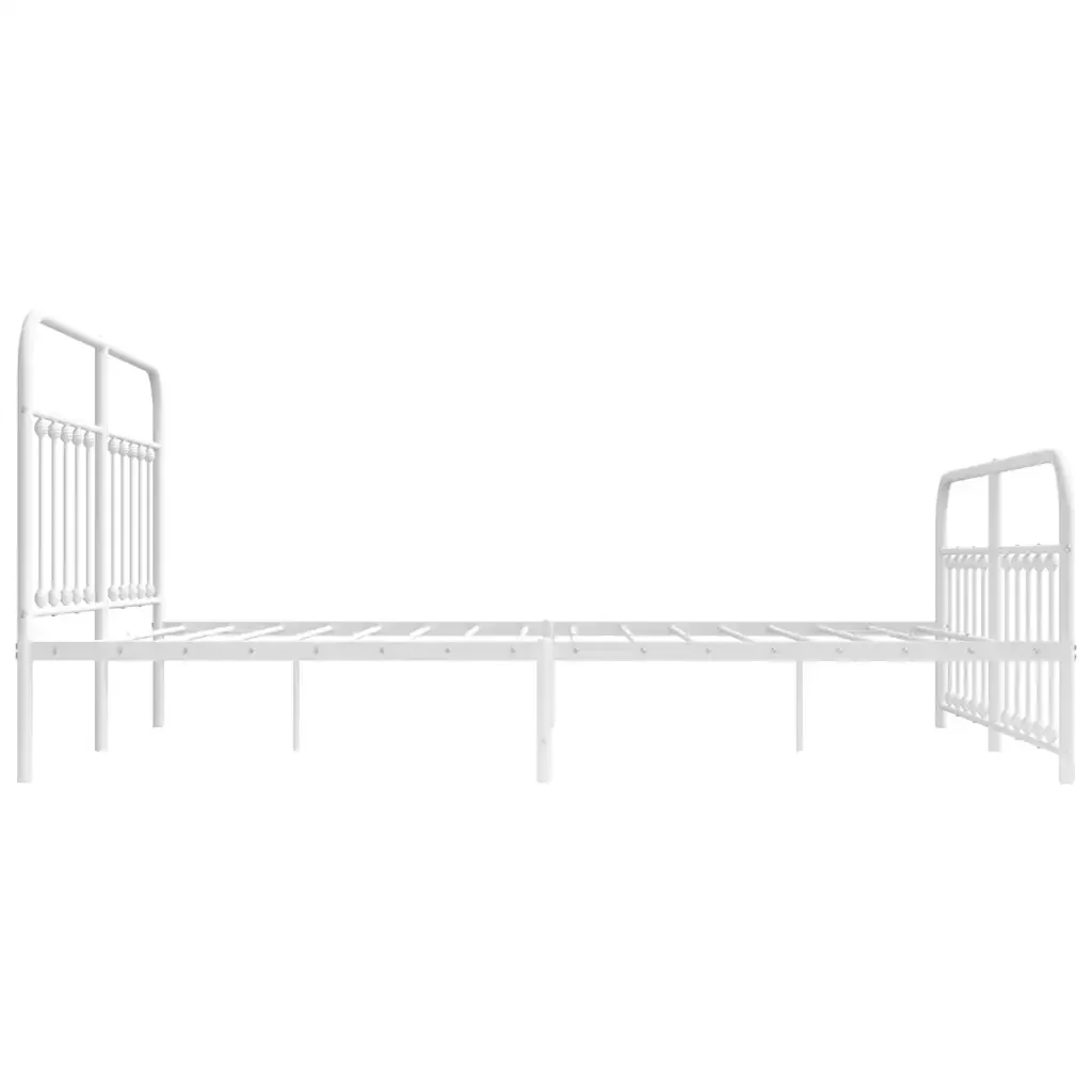 Letto matrimoniale | Letto per adulti | Giroletto con Testiera e Pediera Metallo Bianco 183x213 cm - Image 7