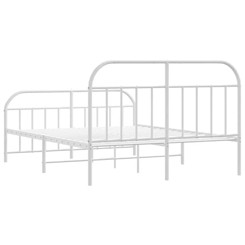 Letto matrimoniale | Letto per adulti | Giroletto con Testiera e Pediera Metallo Bianco 183x213 cm - Image 8