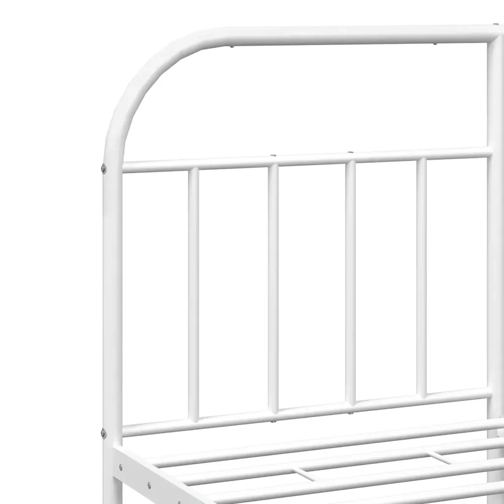 Letto matrimoniale | Letto per adulti | Giroletto con Testiera e Pediera Metallo Bianco 183x213 cm - Image 9