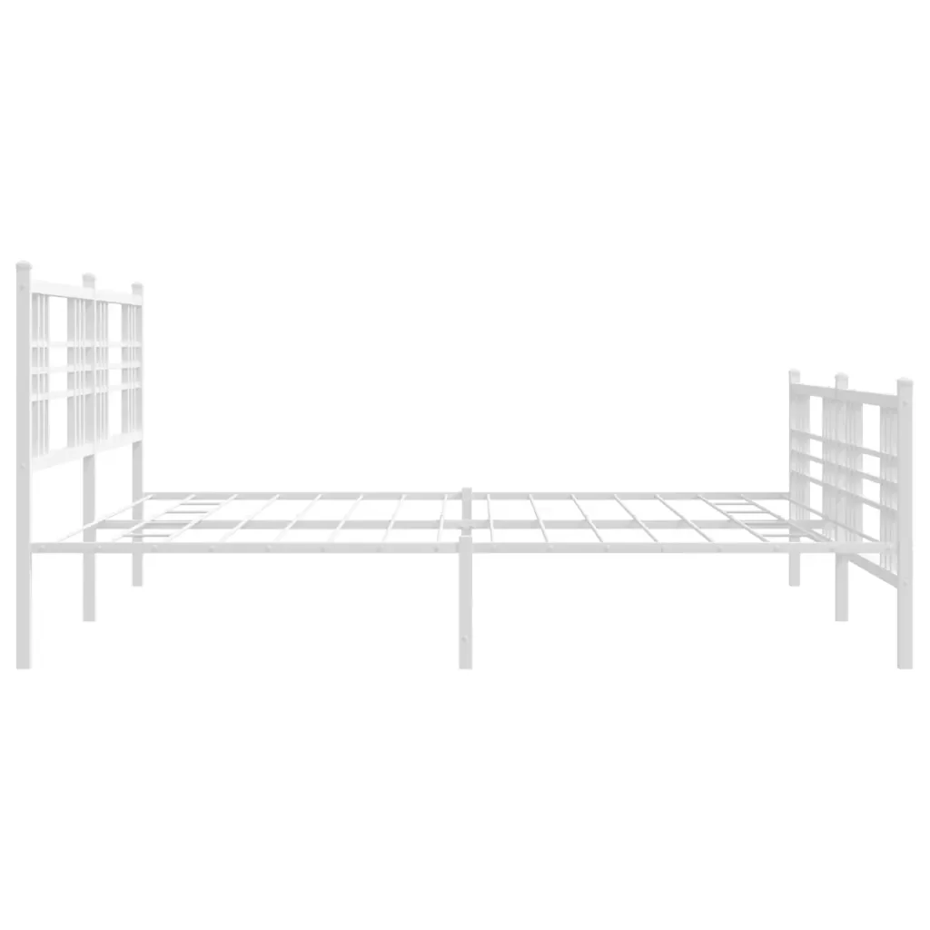 Letto matrimoniale | Letto per adulti | Giroletto con Testiera e Pediera Metallo Bianco 193x203 cm - Image 5